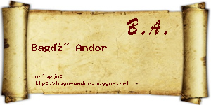 Bagó Andor névjegykártya