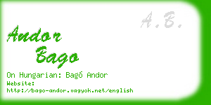 andor bago business card